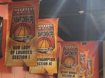 School banners at Binghamton arena
